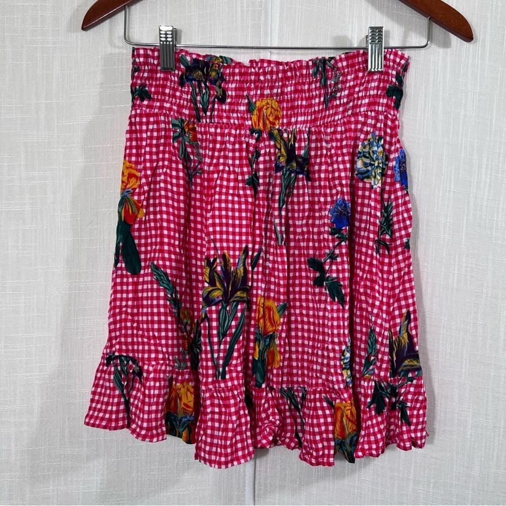 Jenn & Jo NWT Gingham Floral Iris Boho Cottagecore Ruffle Mini Skirt Size S - Picture 8 of 12